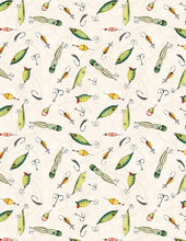Load image into Gallery viewer, Wilmington Prints - Reeled In - Lures Toss - Cream - 1/2 YARD CUT
