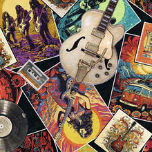 Load image into Gallery viewer, QT Fabrics - Rock n Roll Fantasy - Rock Stars &amp; Guitars Toss - 1/2 YARD CUT
