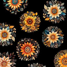 Load image into Gallery viewer, QT Fabrics - Poultry in Motion - Sunflowers - 1/2 YARD CUT
