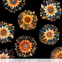 Load image into Gallery viewer, QT Fabrics - Poultry in Motion - Sunflowers - 1/2 YARD CUT

