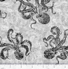 Load image into Gallery viewer, QT Fabrics - Ocean Blues - Octopus Charcoal - 1/2 YARD CUT
