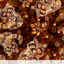 Load image into Gallery viewer, QT Fabrics - Wild Wood - Raccoons Brown - 1/2 YARD CUT
