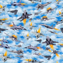 Load image into Gallery viewer, QT Fabrics - Patriot - Fighter Jets - 1/2 YARD CUT
