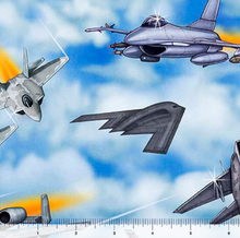 Load image into Gallery viewer, QT Fabrics - Patriot - Fighter Jets - 1/2 YARD CUT
