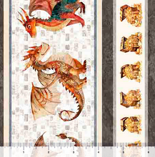 Load image into Gallery viewer, QT Fabrics - Dragon Dreams - Dragon Decorative Stripe - 1/2 YARD CUT
