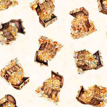 Load image into Gallery viewer, QT Fabrics - Dragon Dreams - Treasure Chests - 1/2 YARD CUT
