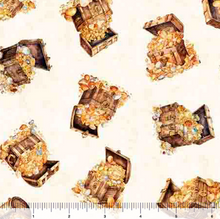Load image into Gallery viewer, QT Fabrics - Dragon Dreams - Treasure Chests - 1/2 YARD CUT
