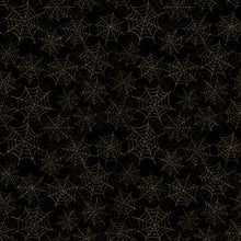 Load image into Gallery viewer, QT Fabrics - Jeepers Creepers - Spiderwebs - Black - 1/2 YARD CUT
