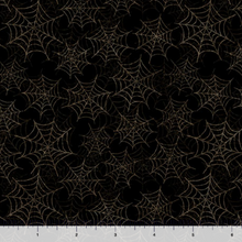 Load image into Gallery viewer, QT Fabrics - Jeepers Creepers - Spiderwebs - Black - 1/2 YARD CUT
