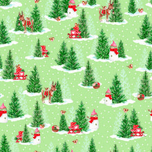 Load image into Gallery viewer, QT Fabrics - Gnome for the Holidays - Pine Trees - Lt Green - 1/2 YARD CUT
