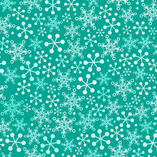 Load image into Gallery viewer, QT Fabrics - Gnome for the Holidays - Snowflakes- Turquoise - 1/2 YARD CUT

