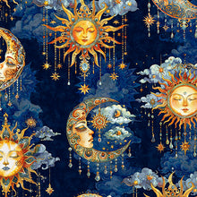 Load image into Gallery viewer, QT Fabrics - Bohemian Sunrise - Celestial Sky Midnight - 1/2 YARD CUT
