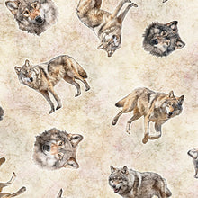 Load image into Gallery viewer, QT Fabrics - Running with the Pack - Tossed Wolves - 1/2 YARD CUT

