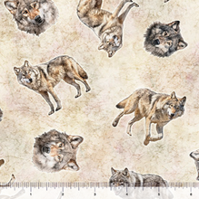 Load image into Gallery viewer, QT Fabrics - Running with the Pack - Tossed Wolves - 1/2 YARD CUT

