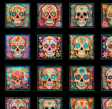 Load image into Gallery viewer, QT Fabrics - Skullduggery - Sugar Skulls Patches Panel
