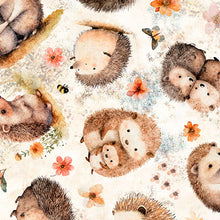 Load image into Gallery viewer, QT Fabrics - Hedgehugs - Hedgehog Toss Cream - 1/2 YARD CUT
