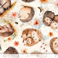 Load image into Gallery viewer, QT Fabrics - Hedgehugs - Hedgehog Toss Cream - 1/2 YARD CUT

