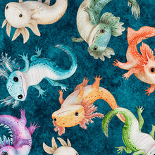 Load image into Gallery viewer, QT Fabrics - QT Cuties 2 - A Lotta Axolotl Teal - 1/2 YARD CUT
