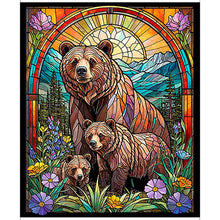 Load image into Gallery viewer, QT Fabrics - Sunlit Bears - Stained Glass Bear Panel - 36"
