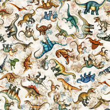 Load image into Gallery viewer, QT Fabrics - Savage Kingdom - Tossed Dinosaurs - 1/2 YARD CUT
