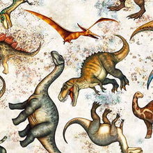 Load image into Gallery viewer, QT Fabrics - Savage Kingdom - Tossed Dinosaurs - 1/2 YARD CUT
