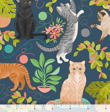 Load image into Gallery viewer, QT Fabrics - Curious Kittycats - Cats &amp; Plants - 1/2 YARD CUT
