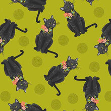 Load image into Gallery viewer, QT Fabrics - Curious Kittycats - Tossed Black Cats - 1/2 YARD CUT
