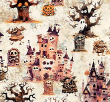 Load image into Gallery viewer, QT Fabrics - A Haunting We Will Go - Haunted Landscape Oatmeal - 1/2 YARD CUT
