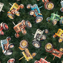 Load image into Gallery viewer, QT Fabrics - Lil Farmers - Tractors Evergreen - 1/2 YARD CUT
