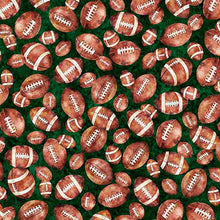 Load image into Gallery viewer, QT Fabrics - Gridiron Gang - Footballs - Forest - 1/2 YARD CUT
