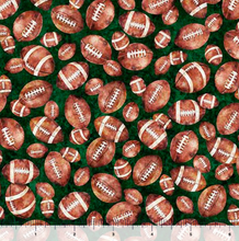 Load image into Gallery viewer, QT Fabrics - Gridiron Gang - Footballs - Forest - 1/2 YARD CUT
