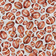 Load image into Gallery viewer, QT Fabrics - Gridiron Gang - Footballs - Gray - 1/2 YARD CUT
