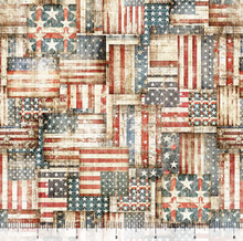 Load image into Gallery viewer, QT Fabrics - American Country - Flag Patchwork - Cream - 1/2 YARD CUT

