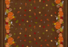 Load image into Gallery viewer, QT Fabrics - Autumn Stitches - Pumpkin Double Border 60" - 1/2 YARD CUT
