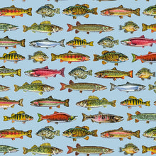 Load image into Gallery viewer, QT Fabrics - The Lure of Fishing - Fish Set - Blue - 1/2 YARD CUT
