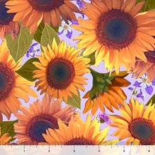 Load image into Gallery viewer, QT Fabrics - Mountains Are Calling - Sunflowers - Lilac - 1/2 YARD CUT
