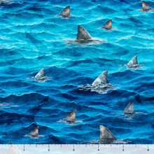 Load image into Gallery viewer, QT Fabrics - Into the Deep - Shark Fins - 1/2 YARD CUT
