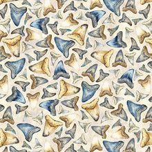 Load image into Gallery viewer, QT Fabrics - Into the Deep - Shark Teeth - Tan - 1/2 YARD CUT
