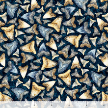 Load image into Gallery viewer, QT Fabrics - Into the Deep - Shark Teeth - Meriterranean - 1/2 YARD CUT
