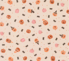 Load image into Gallery viewer, Moda Fabrics - Purrs and Boos - Friendly Pumpkins &amp; Spiders - Moonbeam - 1/2 YARD CUT

