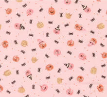 Load image into Gallery viewer, Moda Fabrics - Purrs and Boos - Friendly Pumpkins &amp; Spiders - Pink - 1/2 YARD CUT
