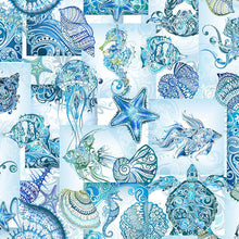 Load image into Gallery viewer, In the Beginning - Wonders of the Ocean - Ocean Collage - 1/2 YARD CUT
