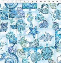 Load image into Gallery viewer, In the Beginning - Wonders of the Ocean - Ocean Collage - 1/2 YARD CUT
