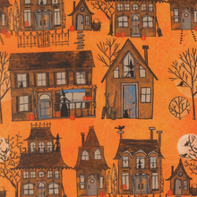 Load image into Gallery viewer, Moda Fabrics - Coven - Witch Village - Pumpkin - 1/2 YARD CUT
