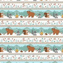 Load image into Gallery viewer, Wilmington Prints - Woodland Whimsy - Repeating Stripe - 1/2 YARD CUT
