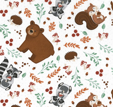 Load image into Gallery viewer, Wilmington Prints - Woodland Whimsy - Animal Toss - White - 1/2 YARD CUT
