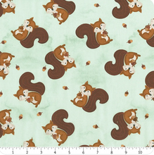 Load image into Gallery viewer, Wilmington Prints - Woodland Whimsy - Squirrel Toss - Teal - 1/2 YARD CUT

