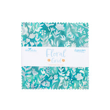 Load image into Gallery viewer, Riley Blake - Expressions Batiks - Floral Grid Seafoam Splash - 5” Stacker
