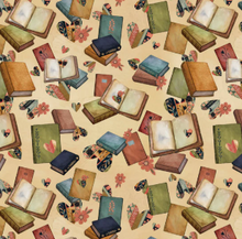 Load image into Gallery viewer, P&amp;B Textiles - Novella - Book Lover Allover - Cream 1/2 YARD CUT

