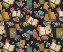 Load image into Gallery viewer, P&amp;B Textiles - Novella - Book Lover Allover - Black - 1/2 YARD CUT
